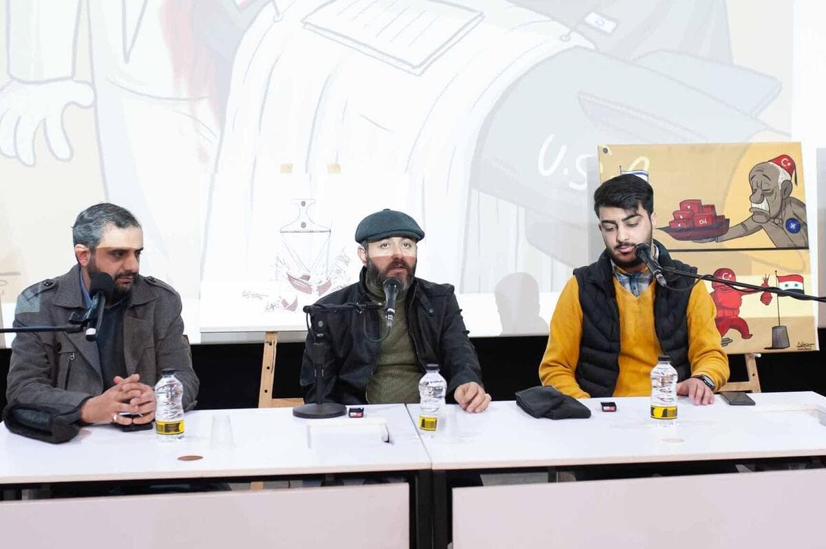 گزارش تصویری از نشست تجسم حماسه با حضور کمال شرف هنرمند کارتونیست یمنی