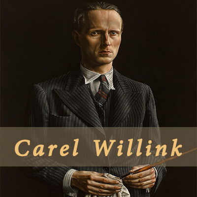 تابلوی نقاشی «پرتره با قلم مو و پارچه سفید» اثر کارل ویلینک (Carel Willink)