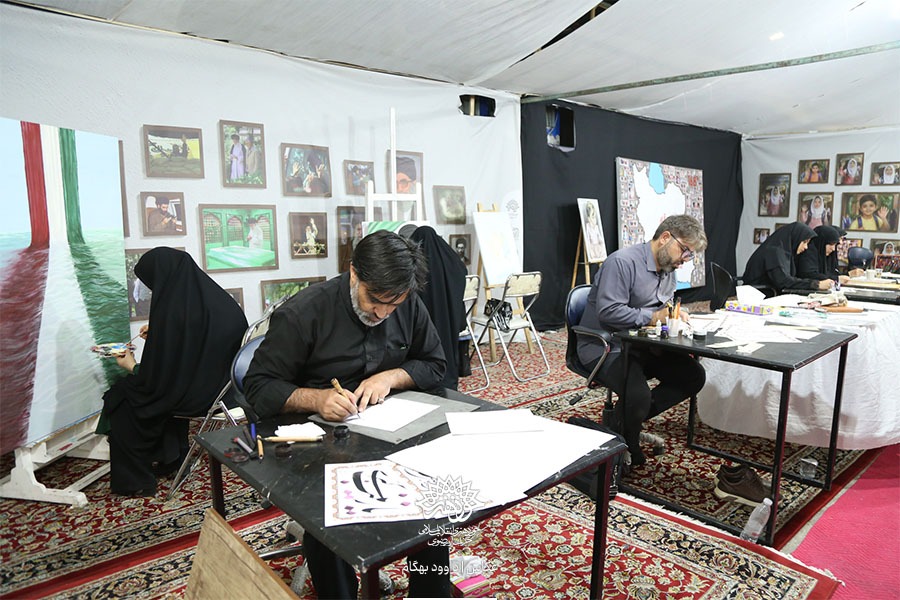 نذر هنر در نمایشگاه مجاهد خستگی ناپذیر به مناسبت چهلم تدفین آقای شهید ایران